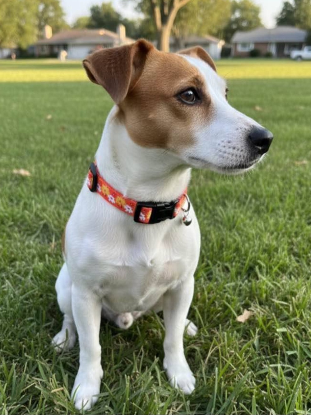 Floral Orange Dog Collar - Comfortable Adjustable Pet Collar